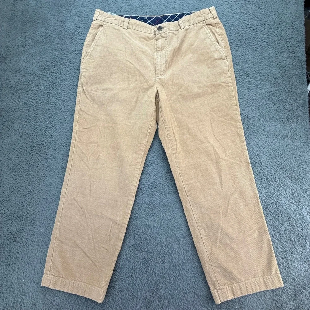 Brooks Brothers 346 Tan Corduroy Pants Mens W40 L30 Straight Fit Cotton‎ Casual